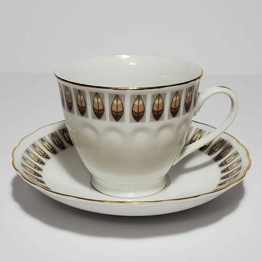 Teacup and Saucer Feathers Vintage